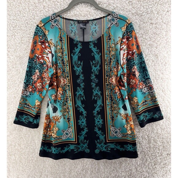 Eva Varro Blouse Top Women’s Size Medium Art To Wear 3/4 Sleeve Artsy - Picture 1 of 5